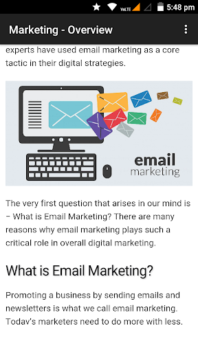 Android application Learn Email Marketing screenshort