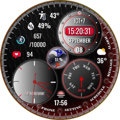 N-SPORT333 RedCircle WatchFace screenshot 14