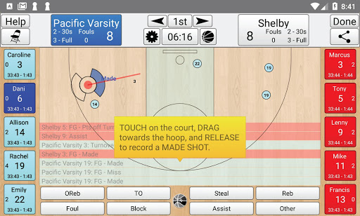 Android application Basketball Stat Tracker Live screenshort