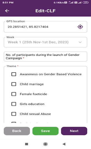Android application Gender Campaign (CLF User) screenshort