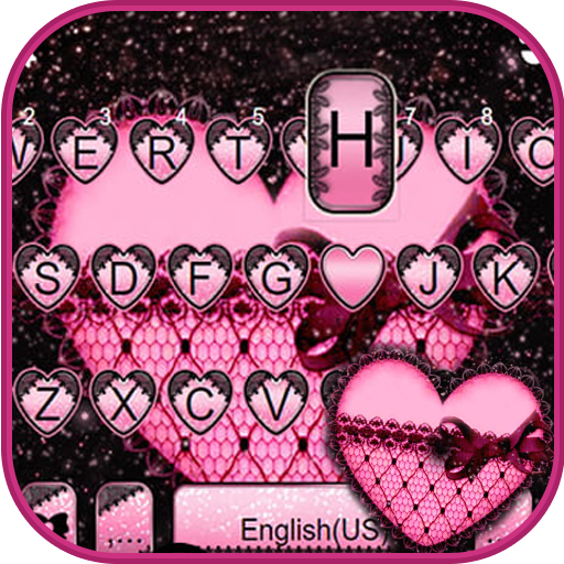 Pink Lace Heart Keyboard Theme 1.0 Icon