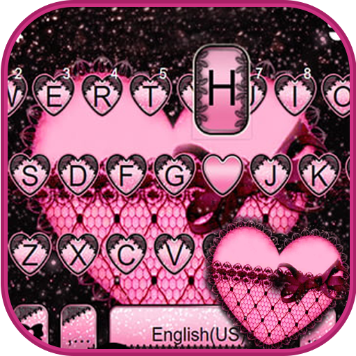 Pink Lace Heart Keyboard Theme logo