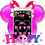 Pink Black Micky Bow Glitter Theme icon