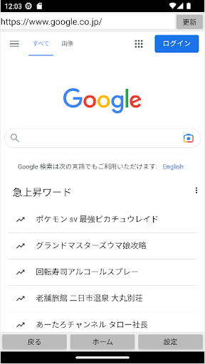 Android application Web検索 screenshort