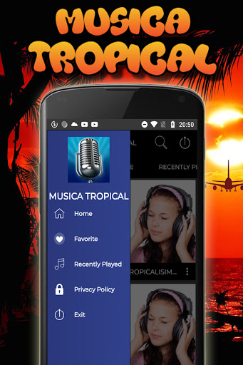 Android application tropical music cumbia salsa screenshort