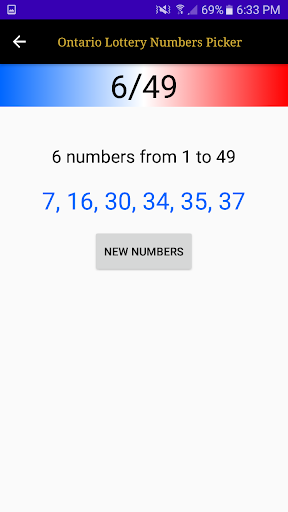 Ontario Lottery Numbers Picker Screen 3