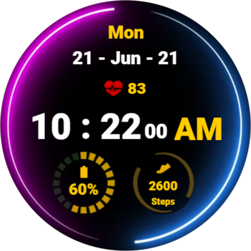 Neon Blue Pink Watch Face Download on Windows