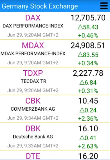 Android application Börse Frankfurt screenshort