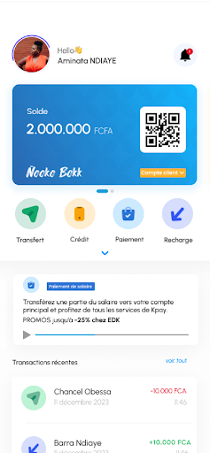 Android application KPay - Transfert d'Argent screenshort