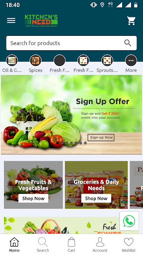 Android application Kitchens Need screenshort