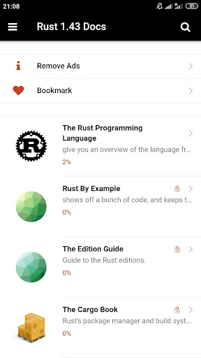 Android application Rust 1.43 Docs screenshort