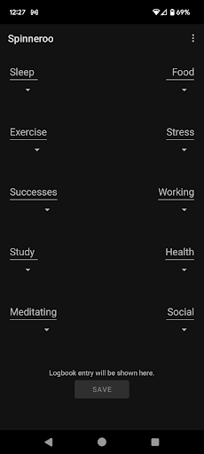 Android application Spinneroo- health tracking app screenshort