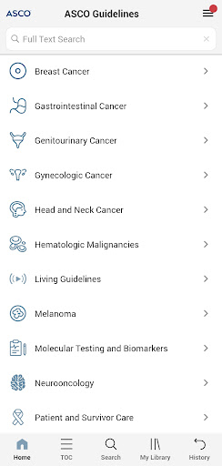 Android application ASCO Guidelines screenshort