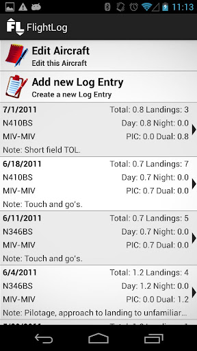 FlightLog - Pilots Logbook Screen 3