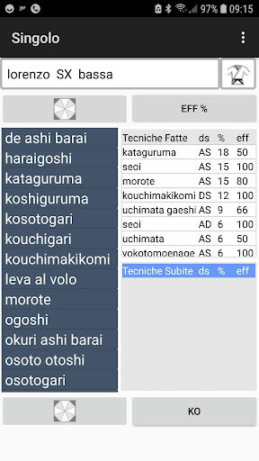 Judo & Match Analysis Screen 2