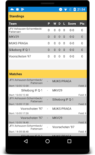 Android application Aalborg City Cup screenshort