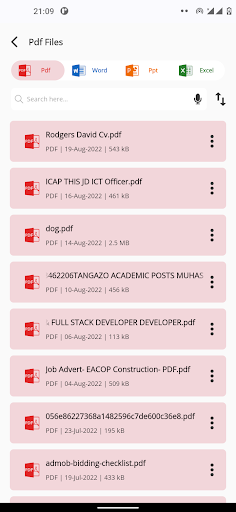 Android application Documents Reader screenshort