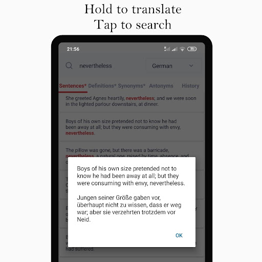 Sentence Finder: English Words Screen 2