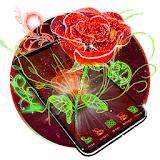 3D Neon Red Rose Launcher Theme icon