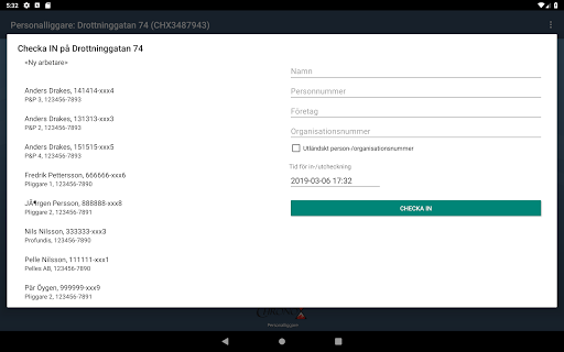 Chronox Personalliggare