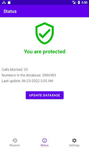Screenshot of Call Filter
