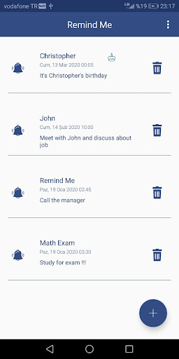 Android application Remind Me screenshort