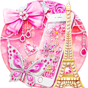 Pink Minny Glitter Butterfly Eiffel Theme  Icon