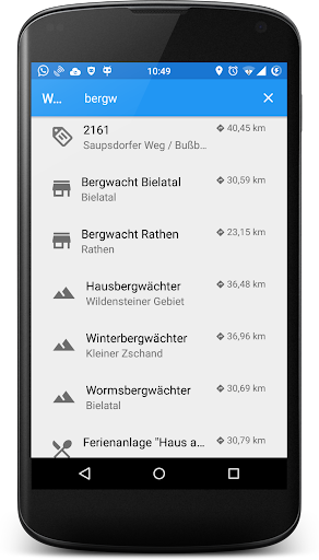 Android application Wegpunkte screenshort