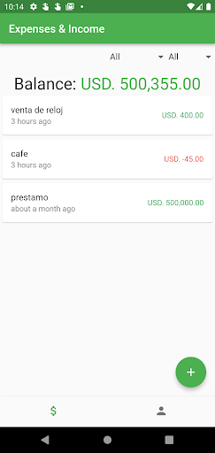 Android application Ingresos & Gastos screenshort