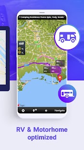 Captura de tela de caminhão e caravana com GPS Sygic