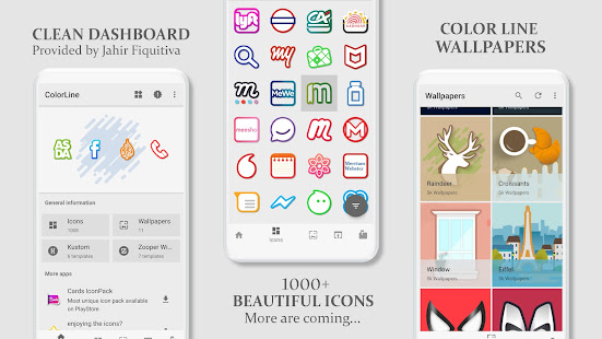 Color Line Icon Pack - linee di colore su icone bianche