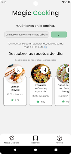 Android application Magic Cooking - Genera recetas screenshort