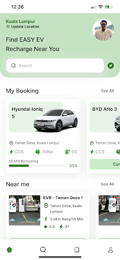 Android application EASY EV Recharge screenshort