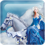 Girl And White Horse Live WP icon