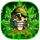 Neon Green Weed Skull Keyboard Theme icon