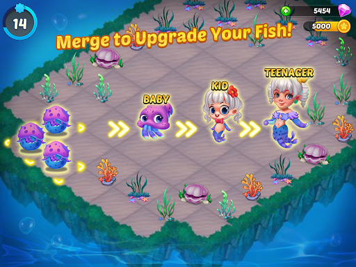 Merge Mermaids-design home&create magic fish life. android2mod screenshots 13