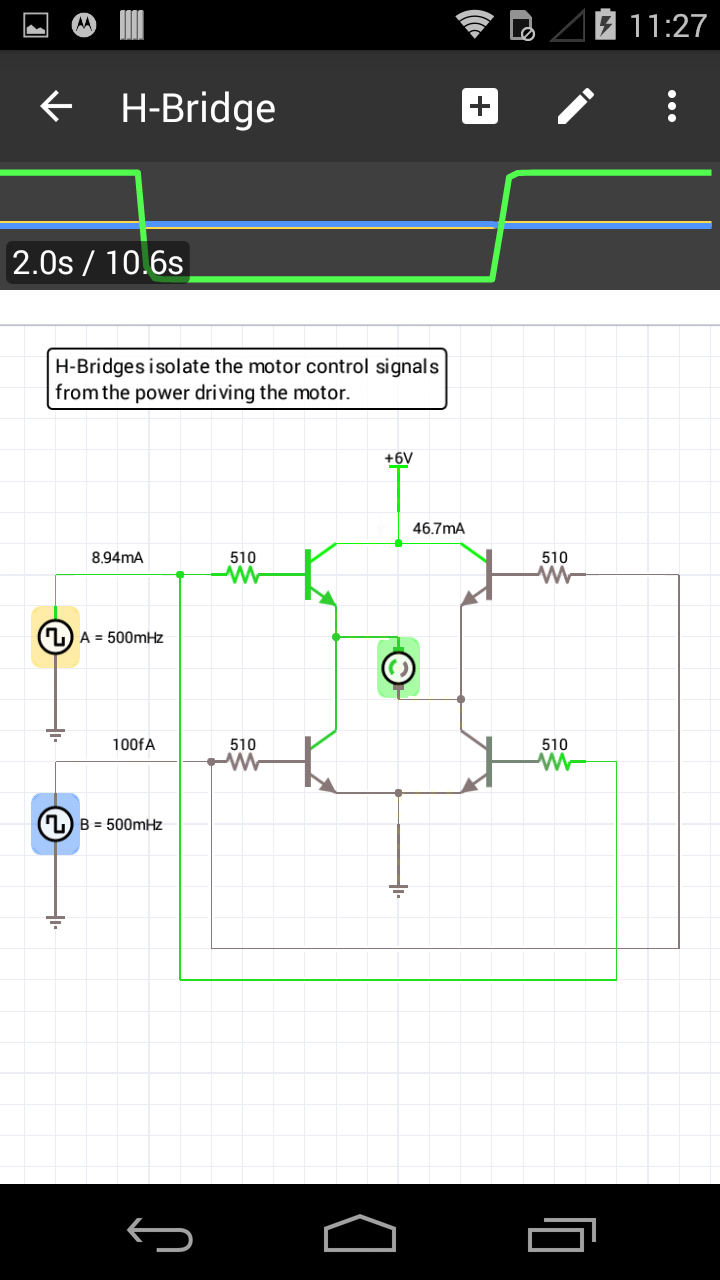 Android application iCircuit Electronic Circuit Simulator screenshort