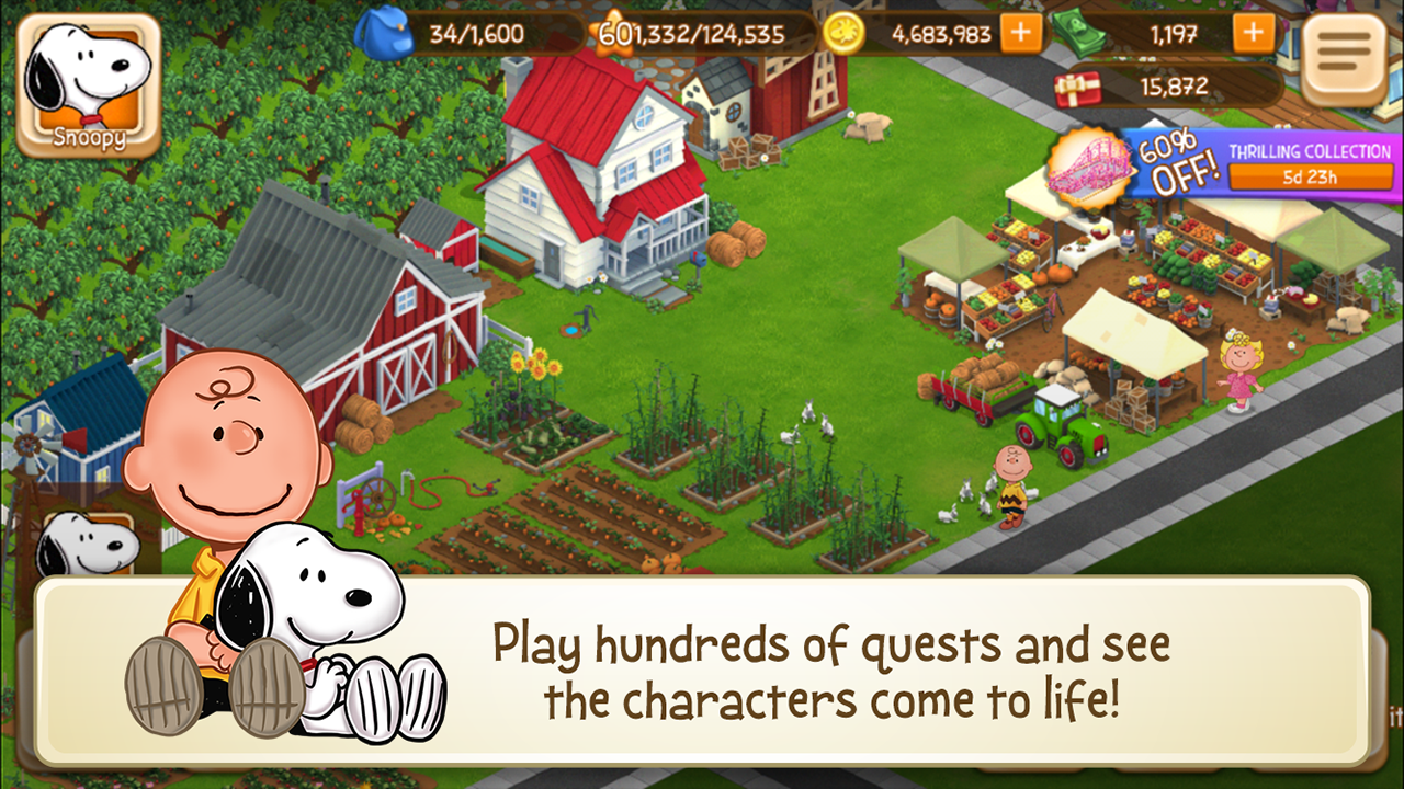 Android application Snoopy's Town Tale CityBuilder screenshort