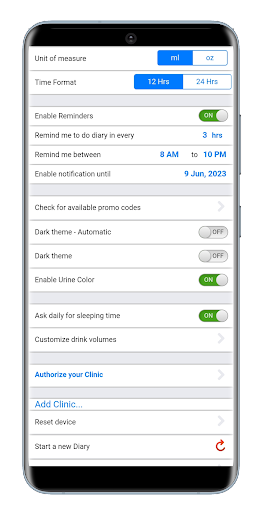 FemPulse Bladder Diary Screen 2