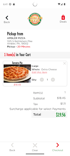 Screenshot of Ambler Pizza