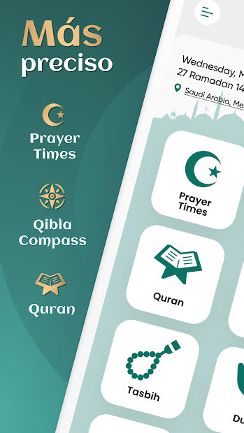 Captura 3 Horas del rezo, Athan, Corán, Quibla, Dhikr, Duas android