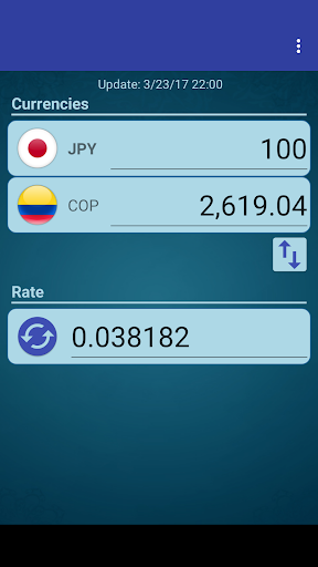 Android application Japan Yen x Colombia Peso screenshort