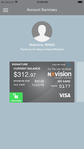 Nuvision Debit and Credit Card Screen 2