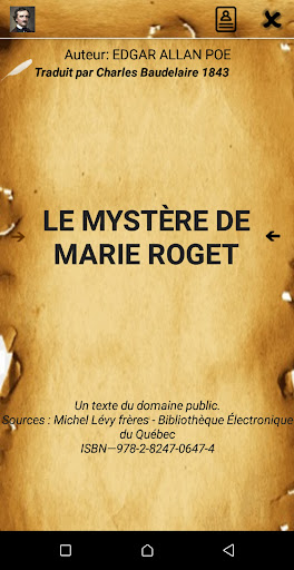 Android application Le Mystère de Marie Roget screenshort
