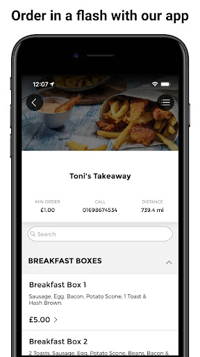 Android application Toni's Takeaway screenshort