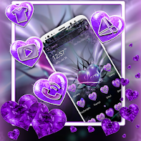 Purple Love Heart Launcher Theme