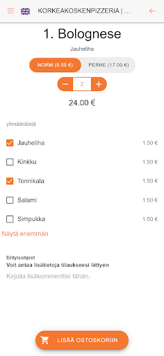Korkeakosken Pizzeria Screen 3