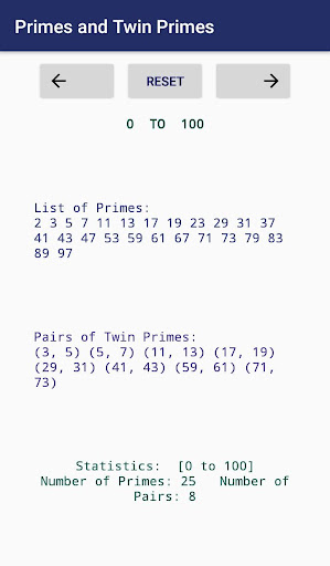 Primes and Twin Primes Screen 2