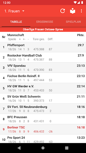 Android application Berliner TSC Handball screenshort