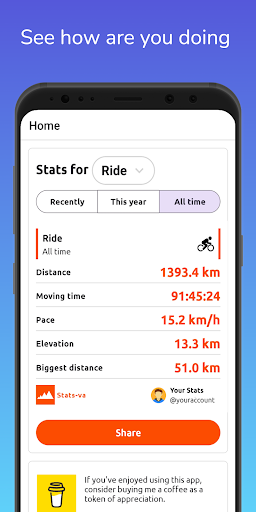 Android application Stats-va: Stats from Strava screenshort